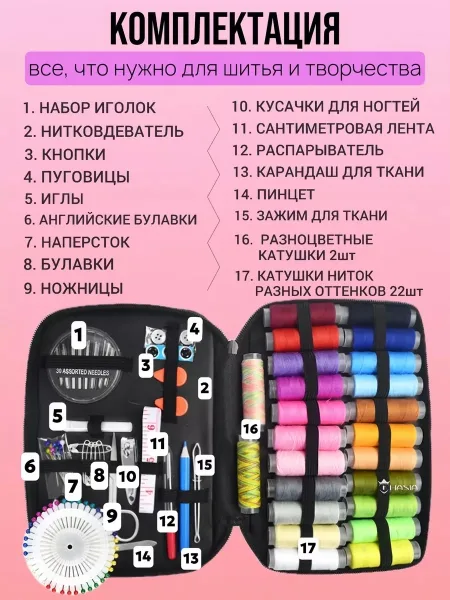 НАБОР ДЛЯ ШИТЬЯ И РУКОДЕЛИЯ — 137 ПРЕДМЕТОВ — фото 2