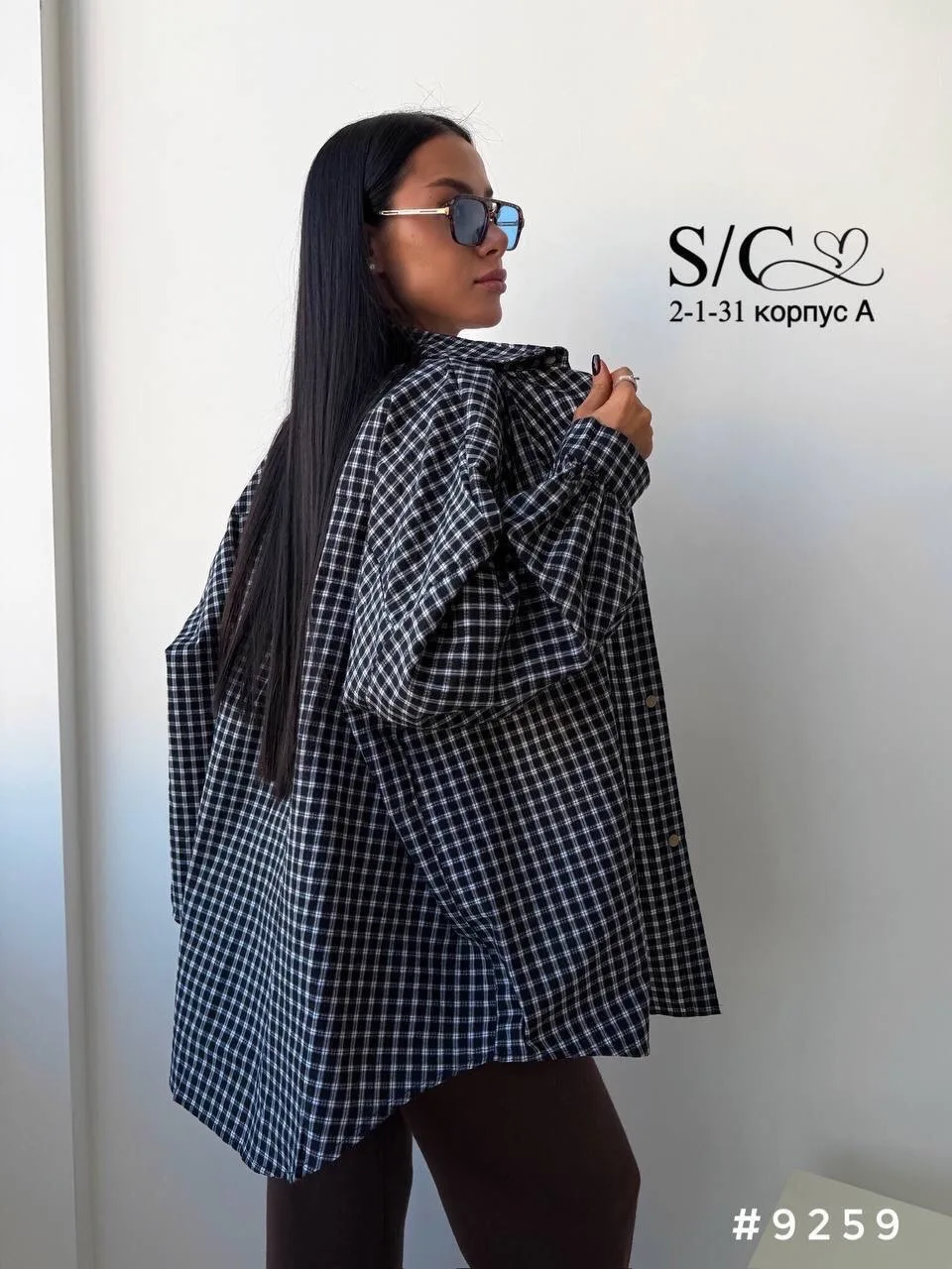 Рубашка оверсайз из смесового материала с легкой жаткой — фото 8