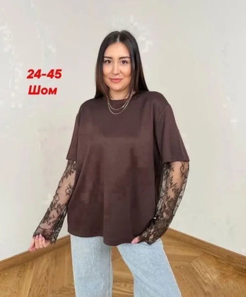 Кофта из трикотажа с элементами гипюра — фото 5