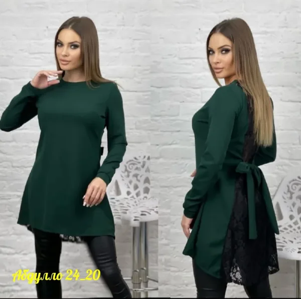Платье из трикотажа с декоративным гипюром — фото 5