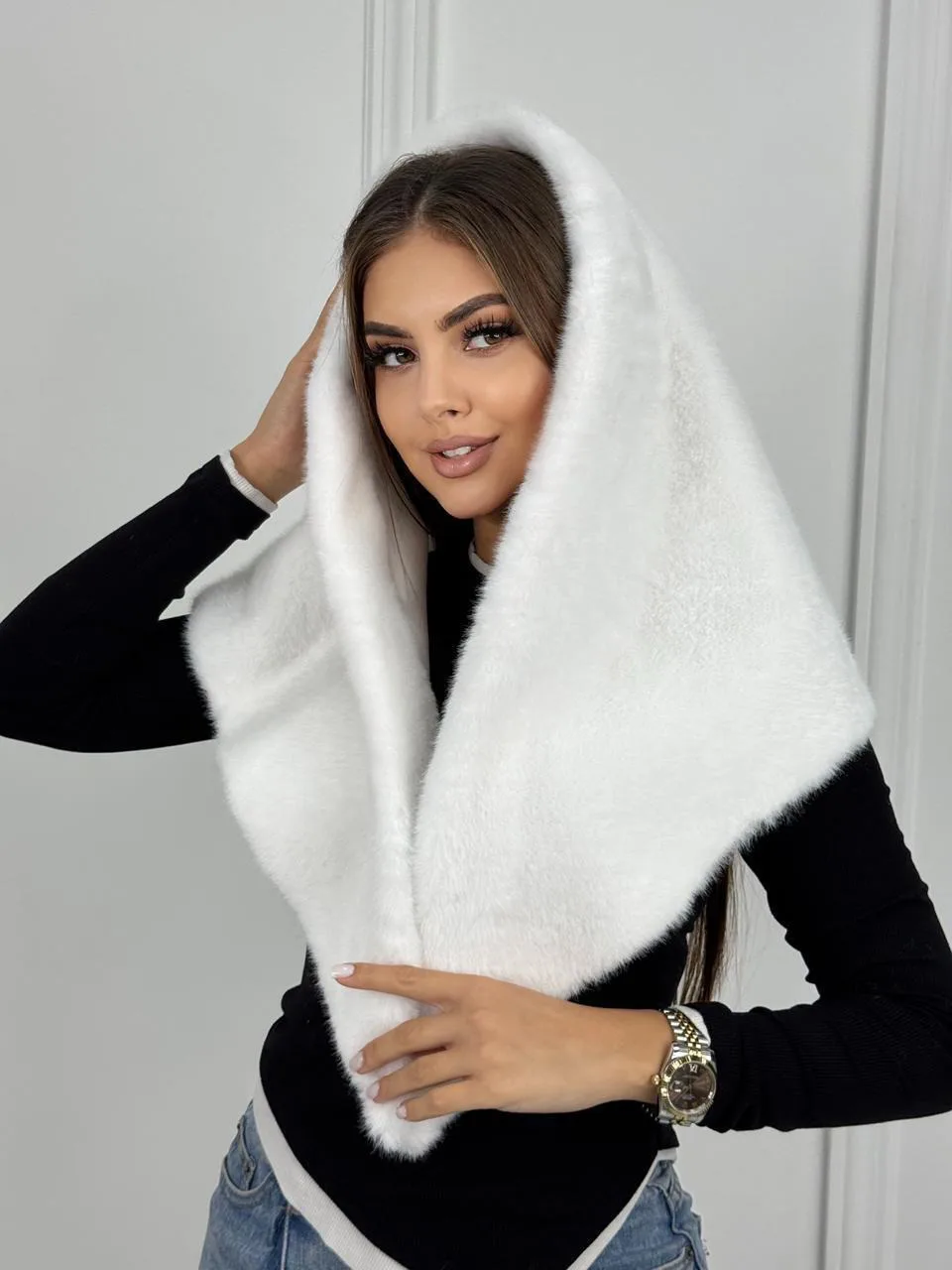 Женская Меховой из норка косинка платок эко мех норка качество — фото 11