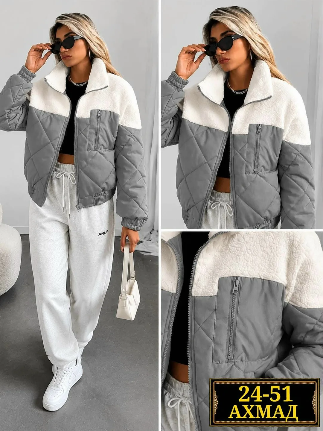 Лаконичная куртка из синтепона и барашка с достойной посадкой синтепон + барашка — фото 1