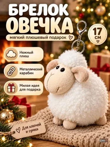 Мягкая игрушка овца белоснежная овечка символ года 2027 для мальчика и девочки — фото 2