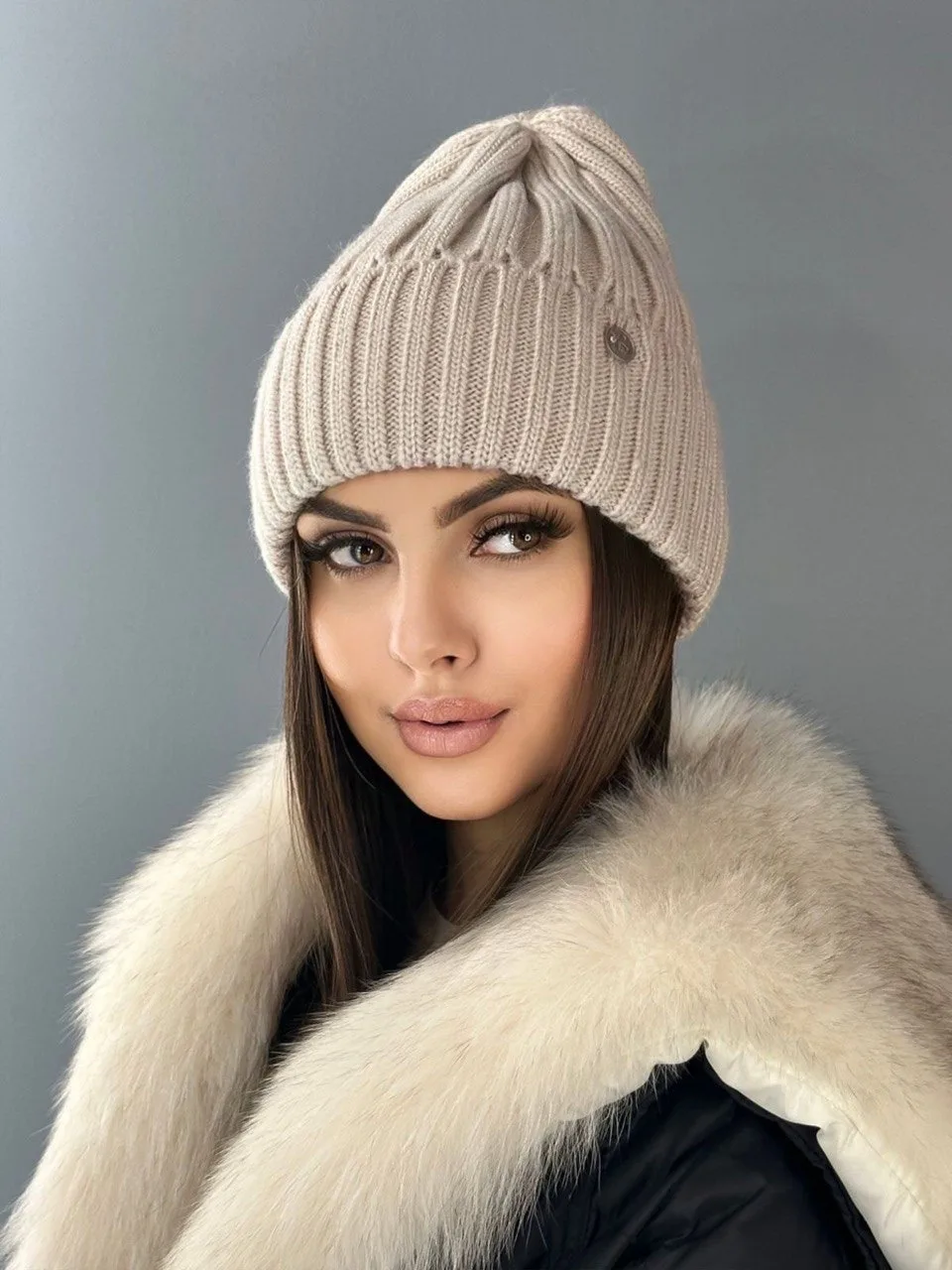 Шапка женская хлопок шерсть акрил — фото 7