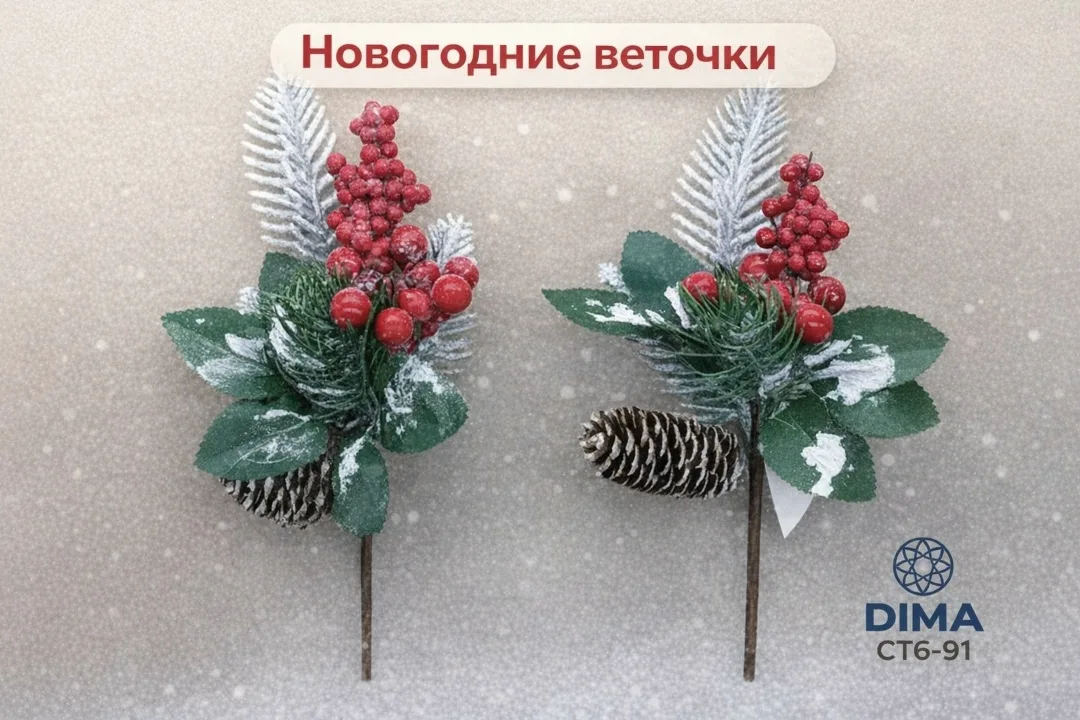Новогодние веточки для украшения интерьера — фото 2