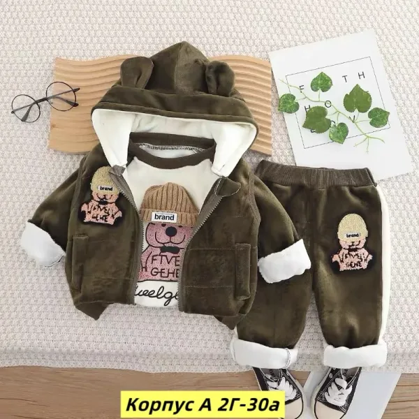 Костюм тройка из натурального меха с начесом, подходит для детей — фото 2