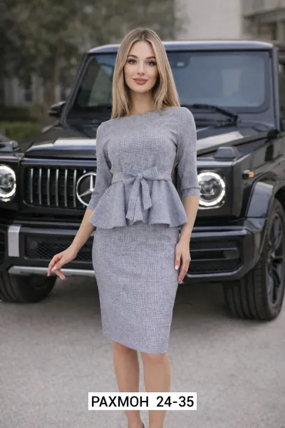 Однотонное платье-запах из ткани хлопок-бязь — фото 4