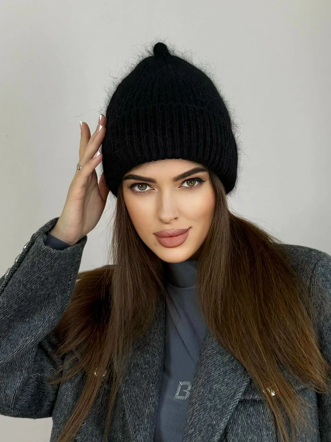 Женская шапка с флисом из состава: 50 ангора — фото 7