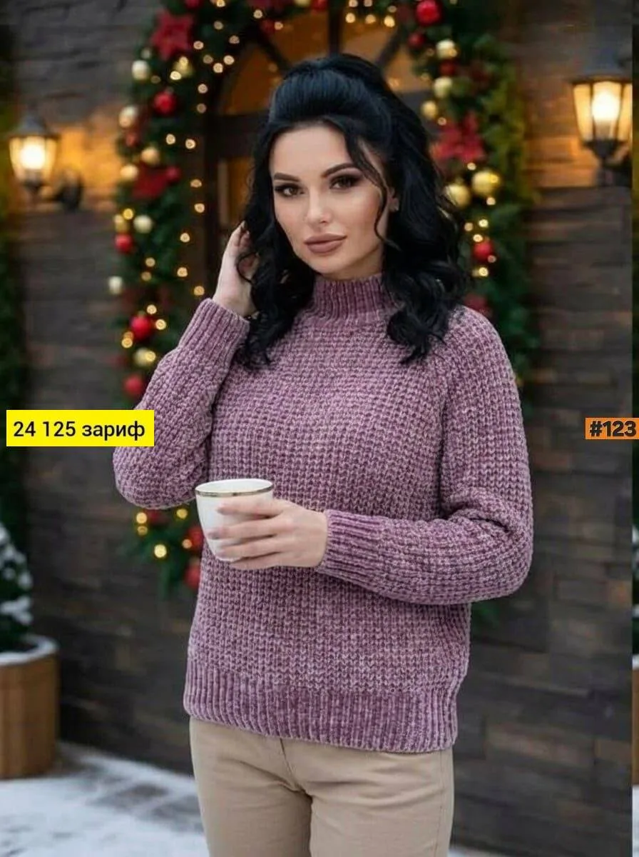 Свитер женский из вязаного хлопка — фото 2
