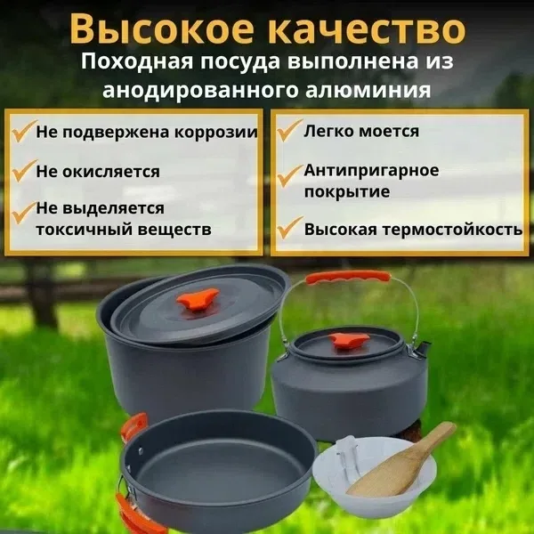Набор туристической посуды на 1 персону 7 предметов — фото 2