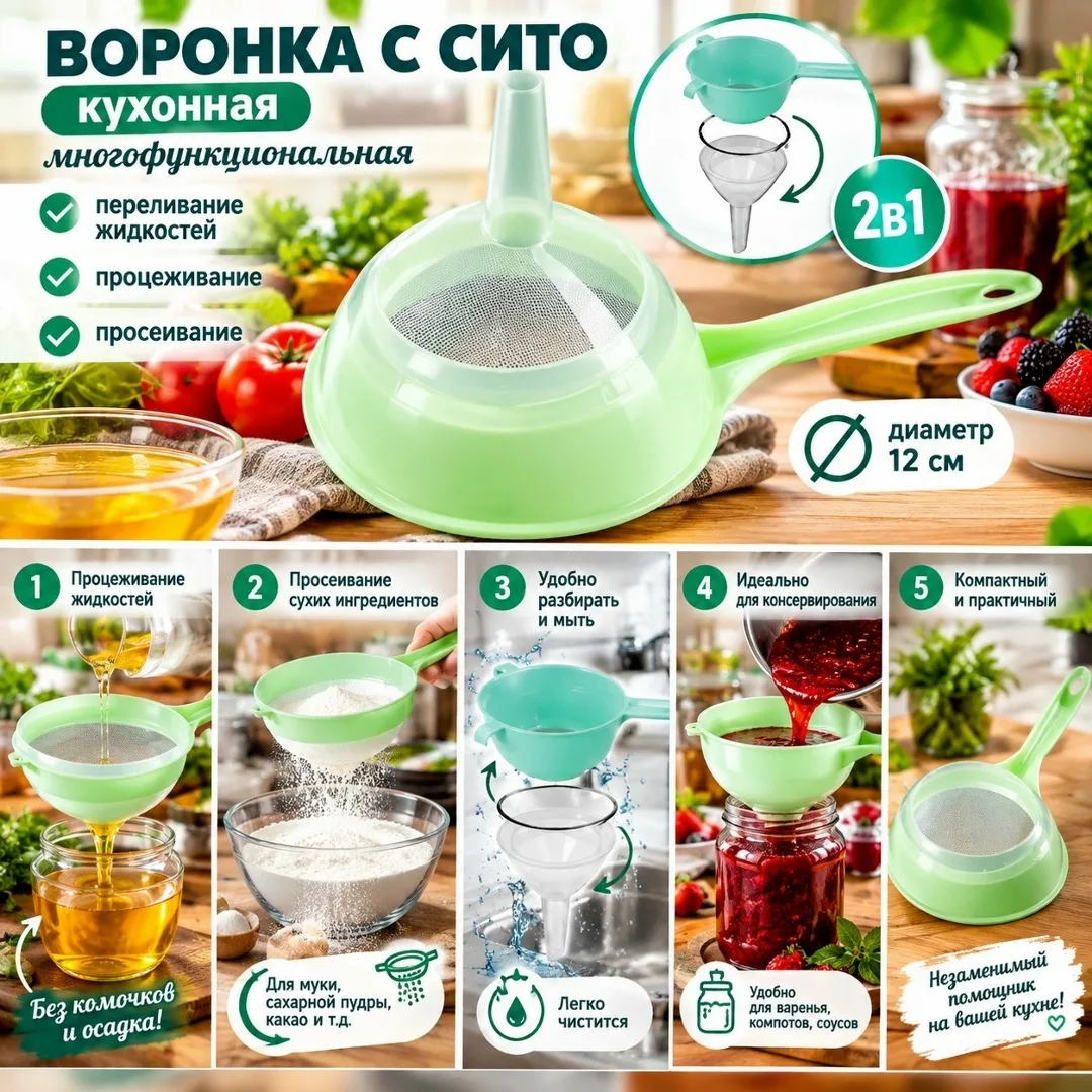 ВАРОНКА С СИТОМ — ВСЕГДА ПРИГОДИТСЯ НА КУХНЕ — фото 1