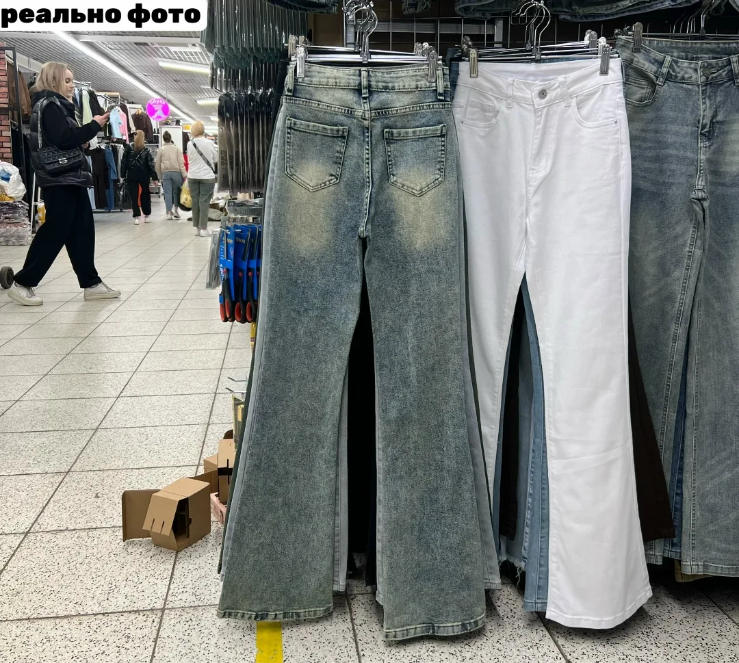 Джинсы клеш из ткани на основе хлопка с добавлением стрейча — фото 3