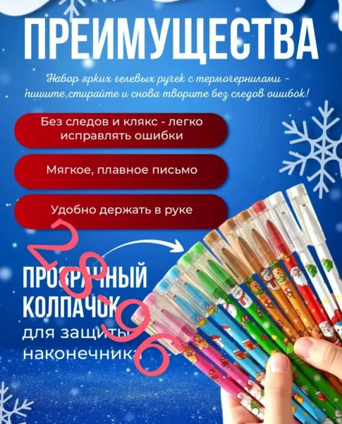 Набор ручек пиши стирай новый год синие гелевые — фото 11