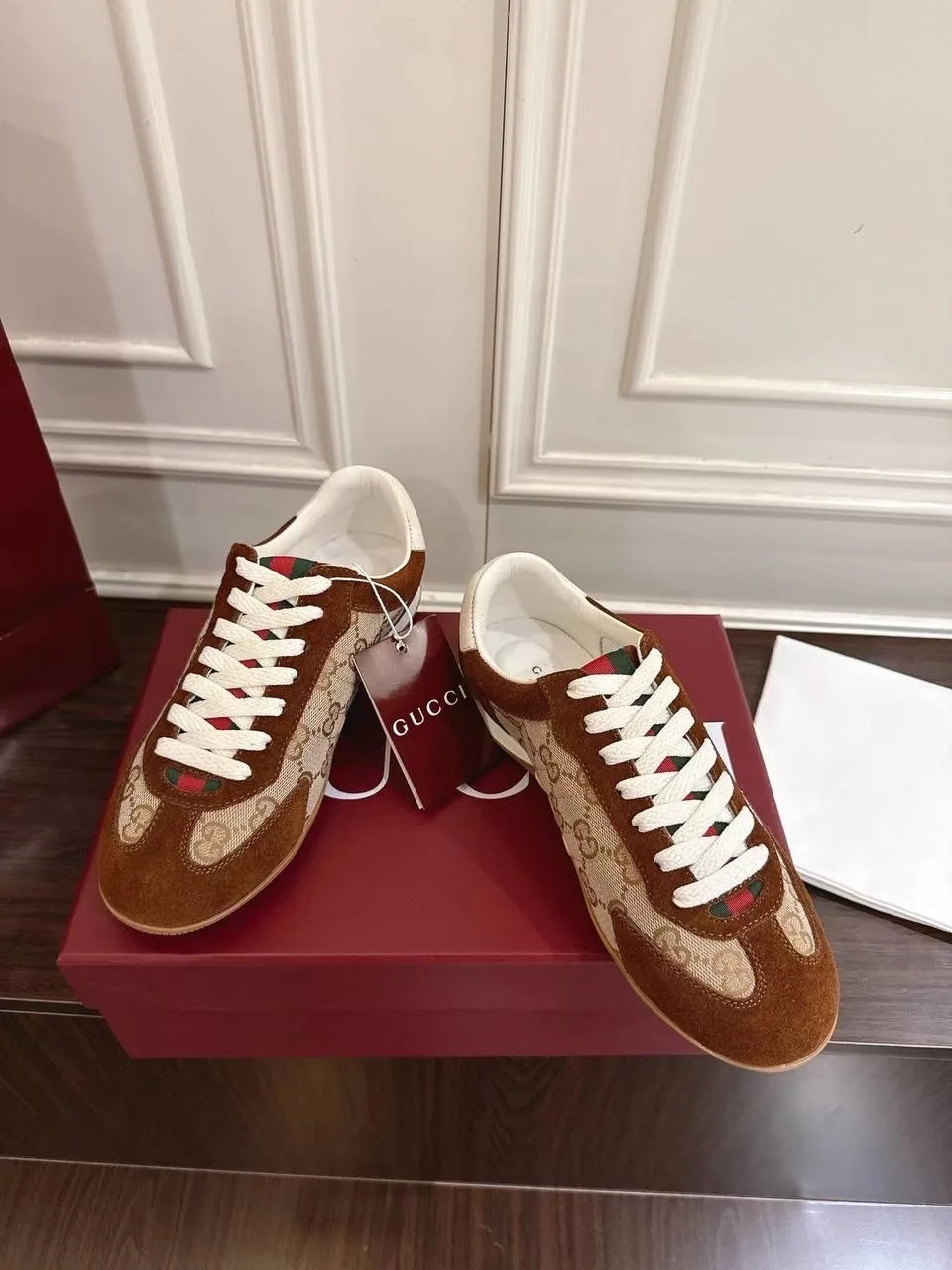 Низкопрофильные городские кеды Gucci Shift из замши и текстиля — фото 3