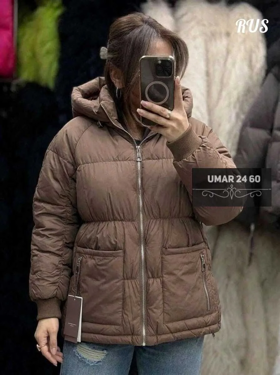Тёплая женская куртка из синтепона синяя — фото 1