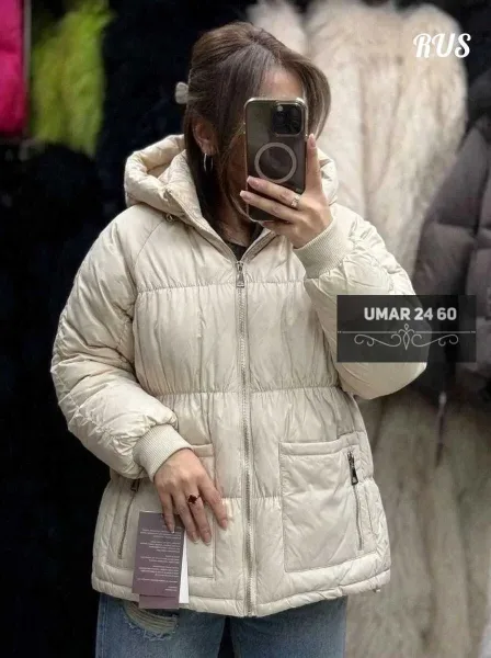 Тёплая женская куртка из синтепона синяя — фото 14