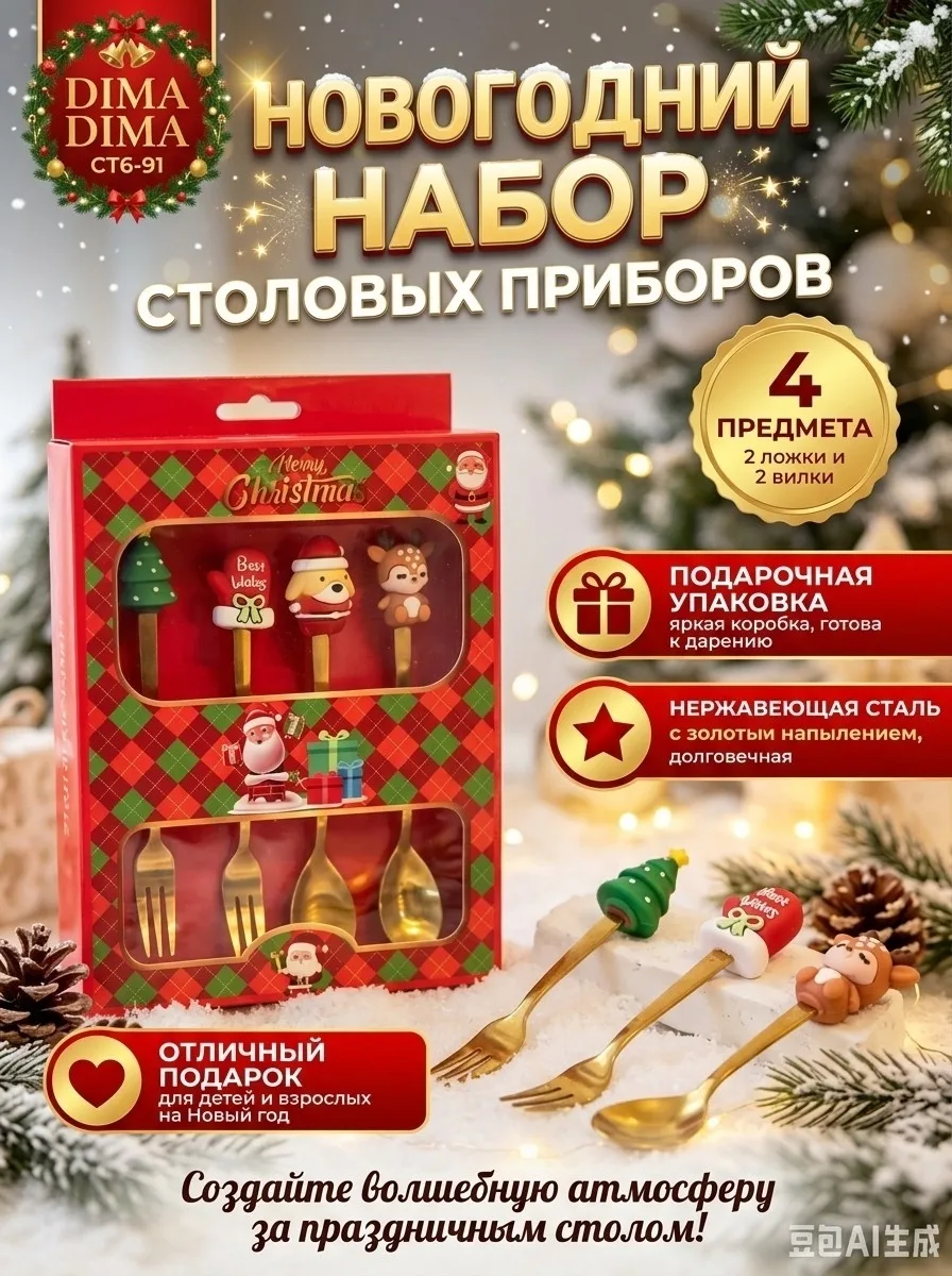 Новогодний Подарок Набор Десертных Ложек — фото 1