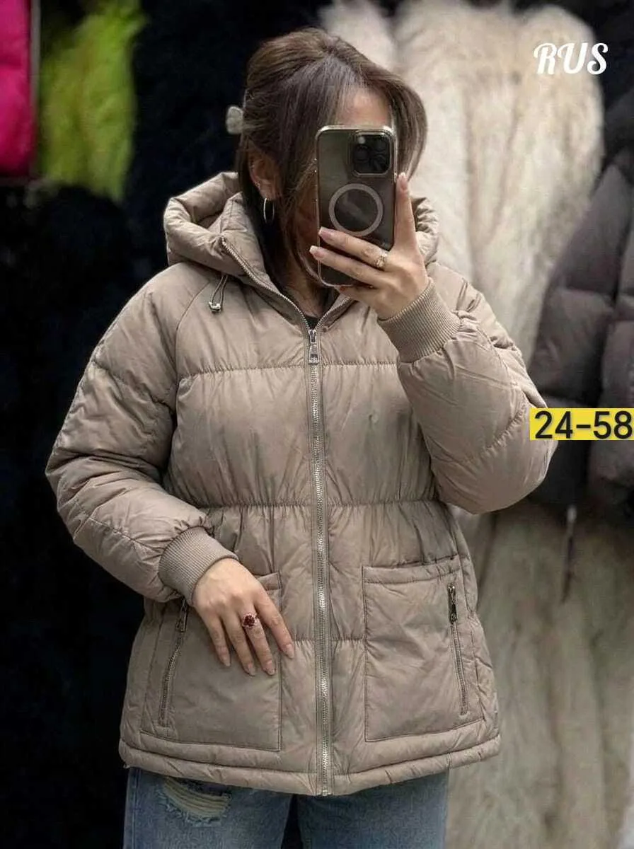 Тёплая женская куртка из синтепона синяя — фото 4