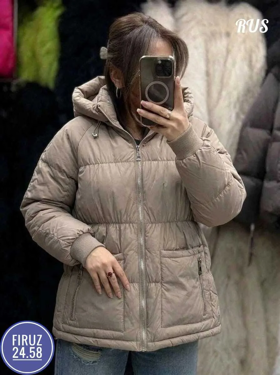Тёплая женская куртка из синтепона синяя — фото 1