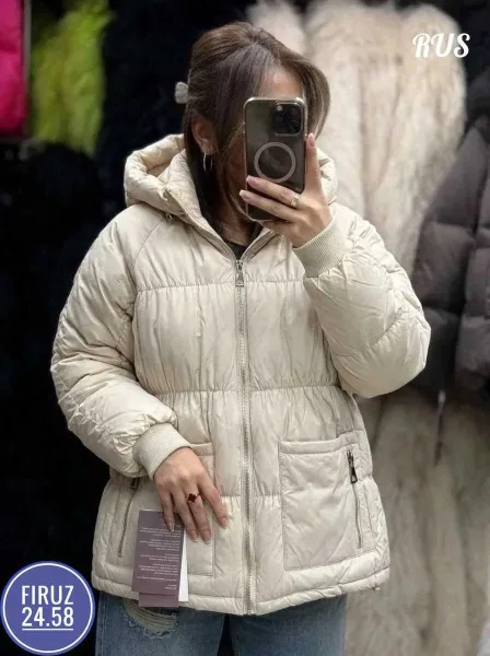 Тёплая женская куртка из синтепона синяя — фото 3
