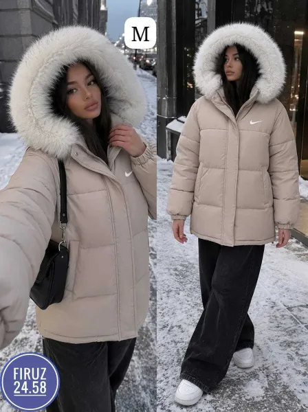 Тёплая двухсторонняя куртка с меховым воротником — фото 1