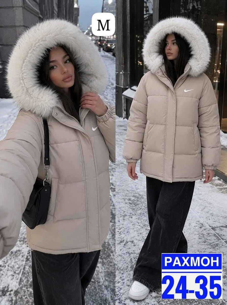 Тёплая двухсторонняя куртка с меховым воротником — фото 1