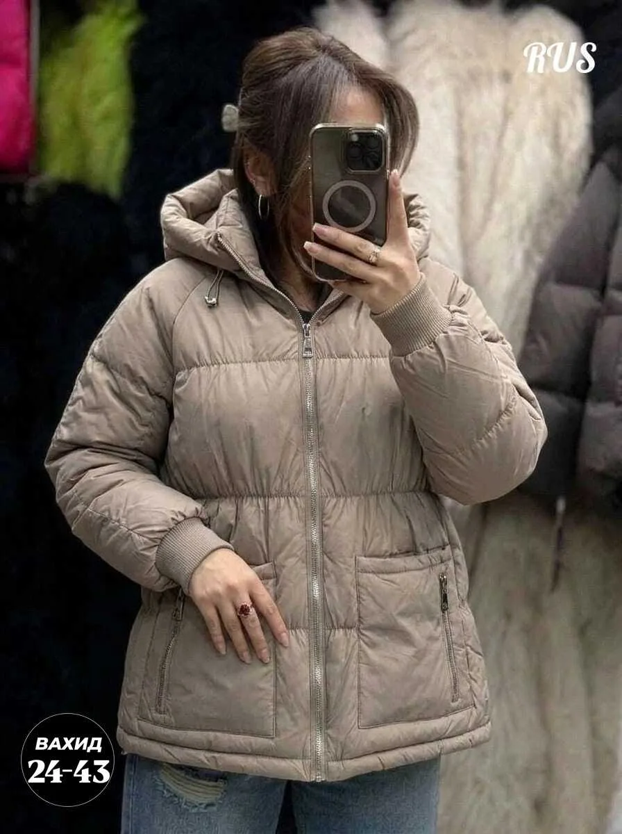 Тёплая женская куртка из синтепона синяя — фото 3