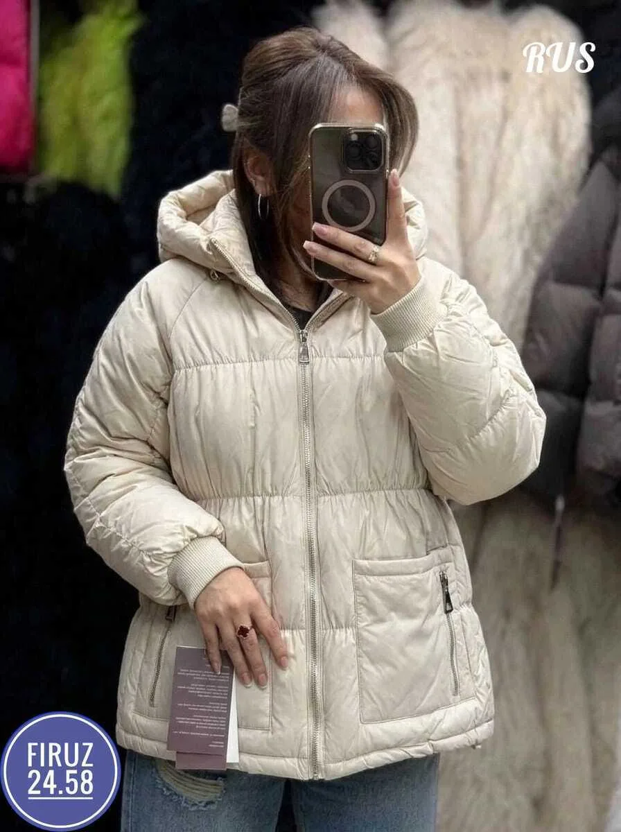 Тёплая женская куртка из синтепона синяя — фото 3