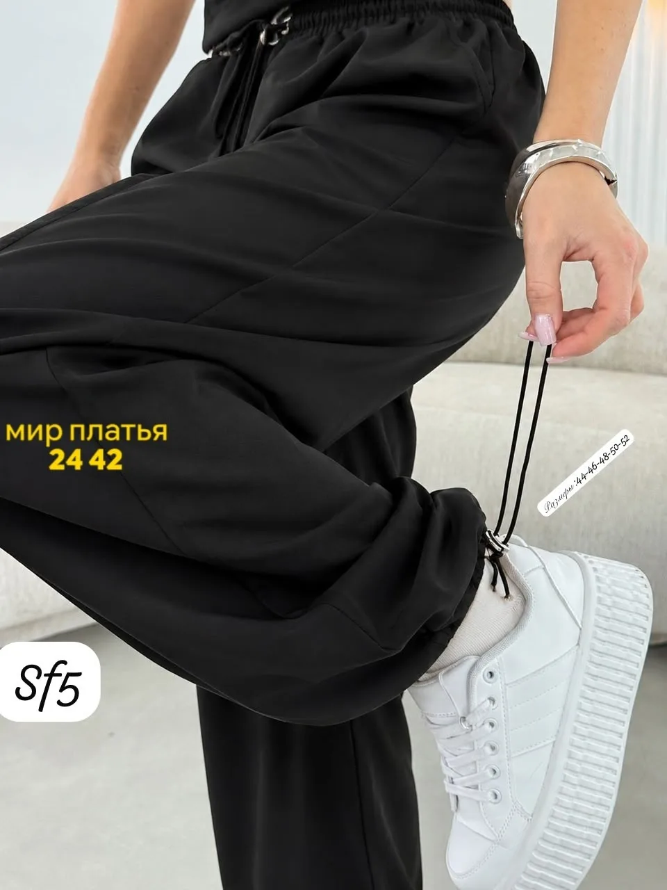 Широкие брюки карго из ткани хлопок карго — фото 1