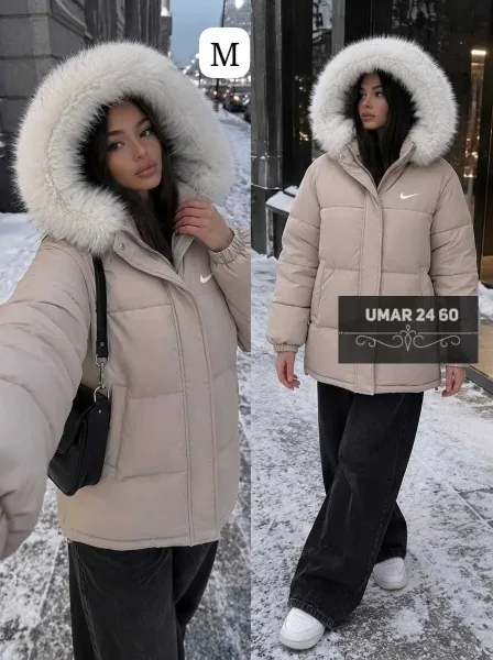 Тёплая двухсторонняя куртка с меховым воротником — фото 1