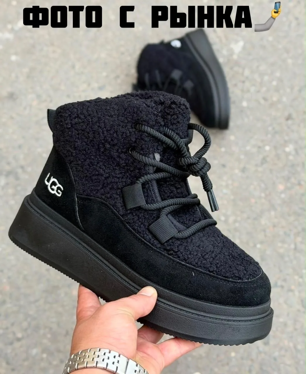 Зимние ботинки UGG на платформе из натуральной замши — фото 9