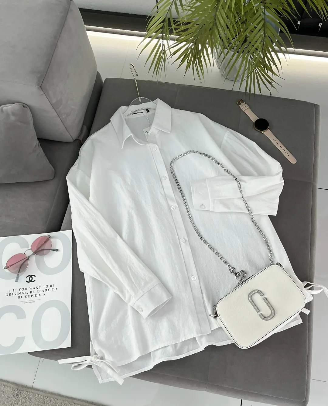 Рубашка Oversize из хлопка и льна — фото 6