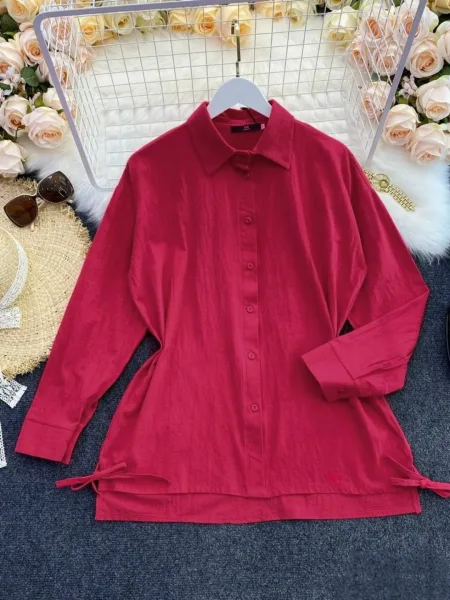 Рубашка Oversize из хлопка и льна — фото 12