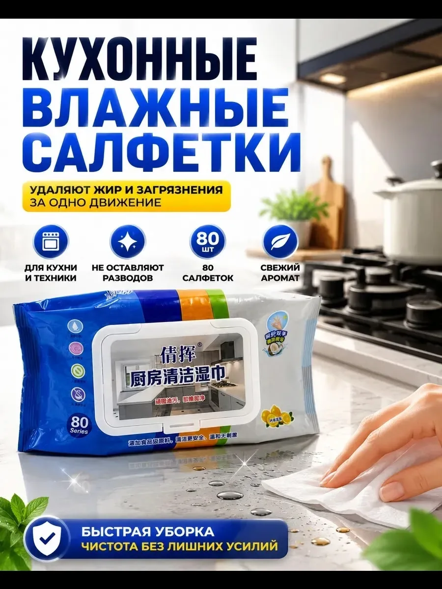 Кухонные влажные салфетки от жира — фото 5