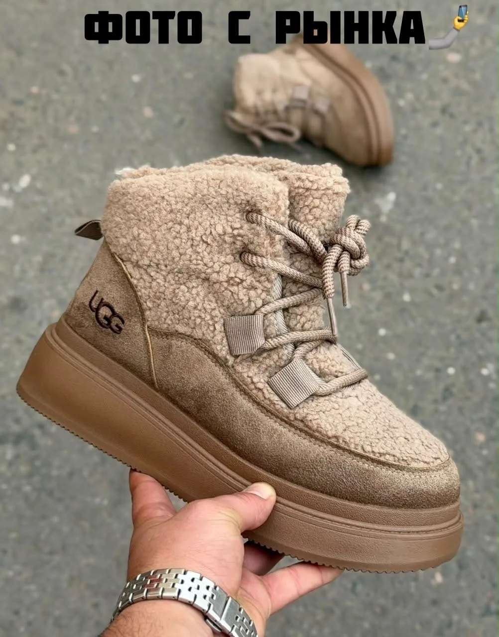 Зимние ботинки UGG на платформе из натуральной замши — фото 6