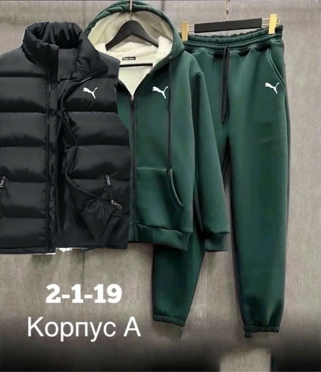 Спортивный костюм с начёсом и меховым воротником — фото 1