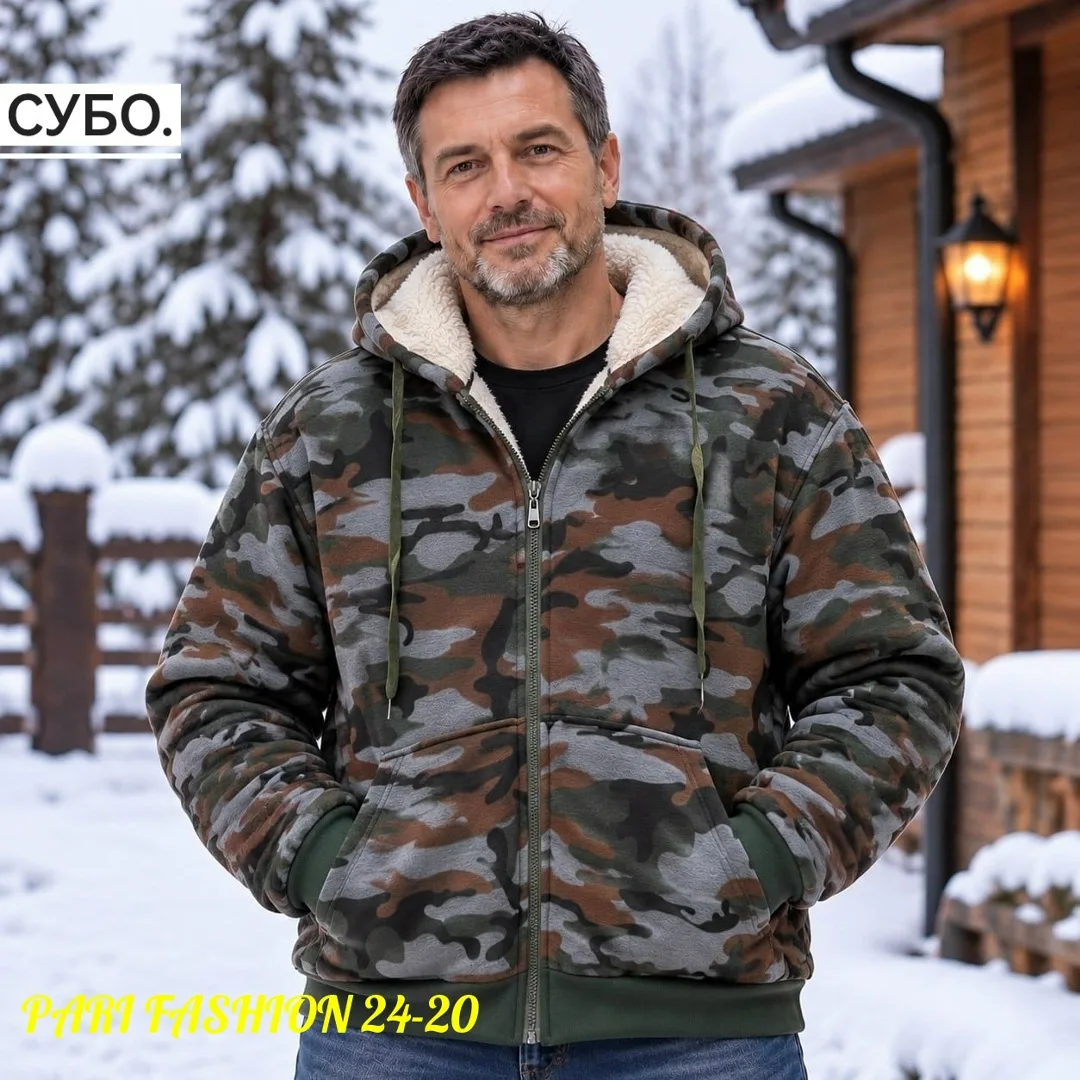 Утеплённая флисовая толстовка с меховым воротником и капюшоном — фото 2