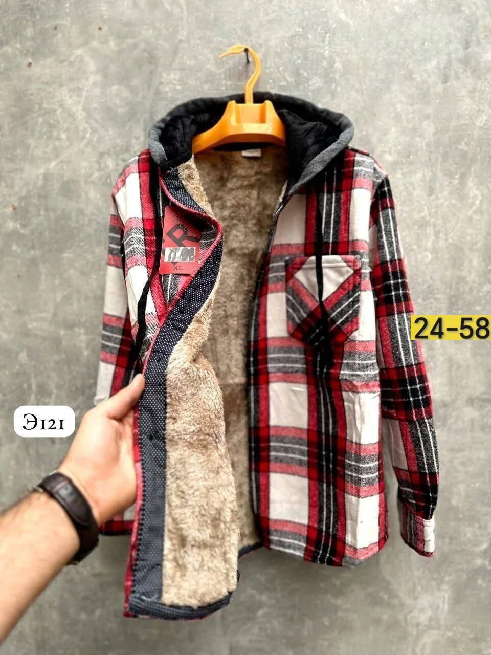 Рубашка с капюшоном кашемир с мехом UNISEX — фото 2