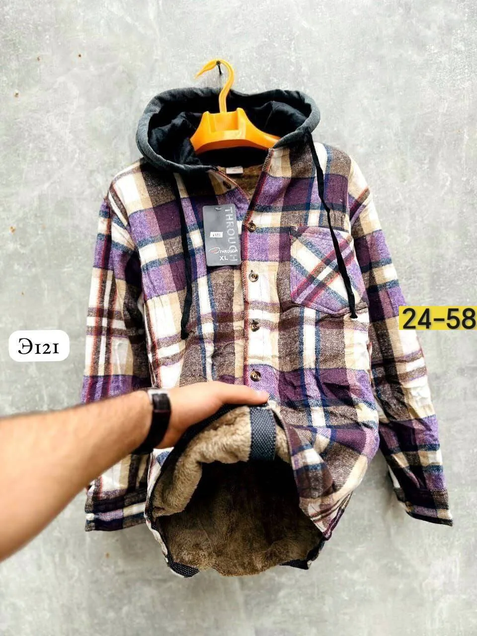 Рубашка с капюшоном кашемир с мехом UNISEX — фото 4