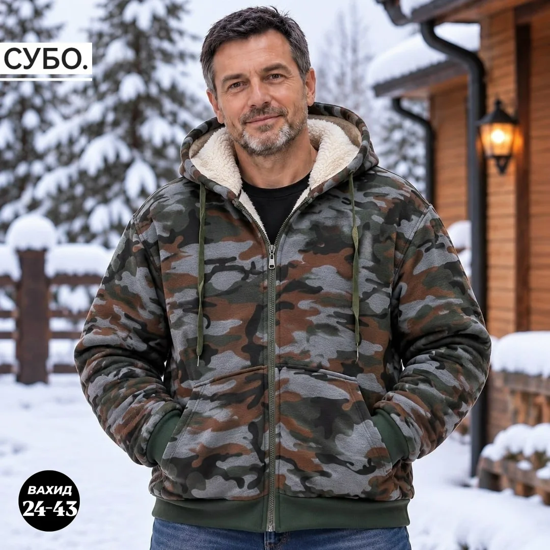Утеплённая флисовая Толстовка С мехом прямо зима — фото 1