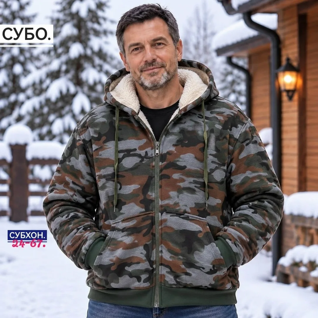 Утеплённая флисовая Толстовка С мехом прямо зима — фото 2