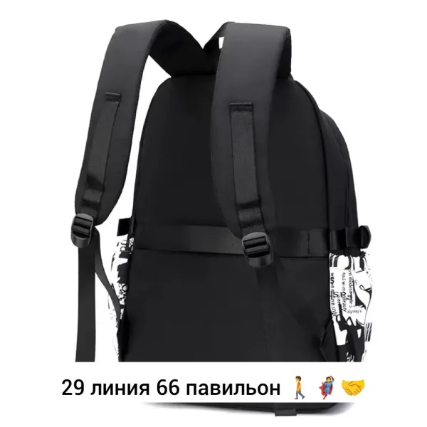 Городской рюкзак из ткани для мужчин и женщин Чёрный — фото 4