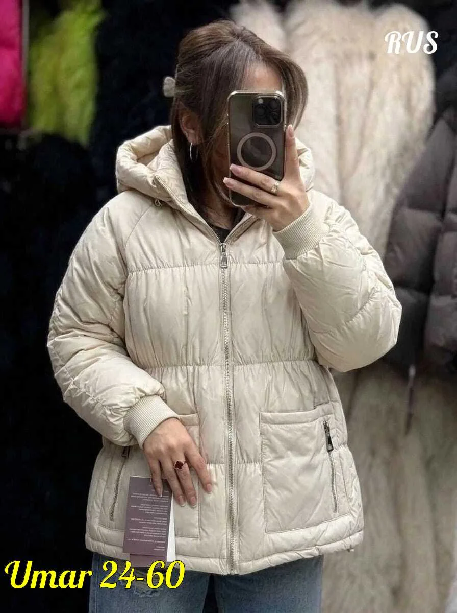 Тёплая женская куртка из синтепона синяя — фото 1