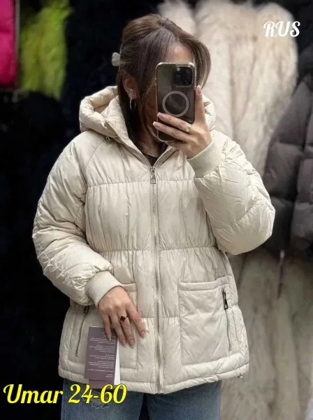Тёплая женская куртка из синтепона синяя — фото 1