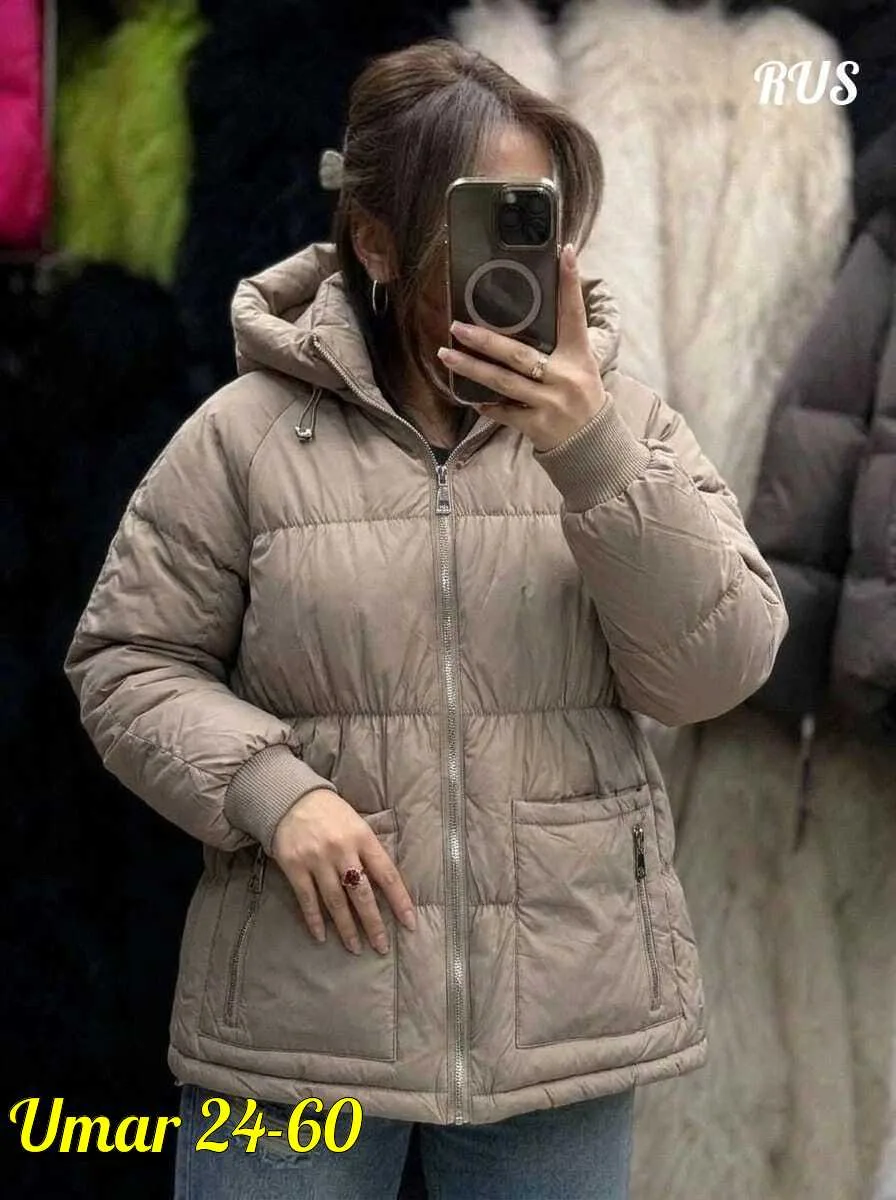 Тёплая женская куртка из синтепона синяя — фото 5