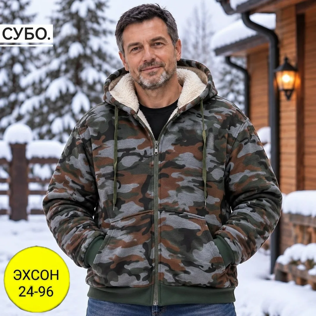 Утеплённая флисовая Толстовка С мехом прямо зима — фото 3