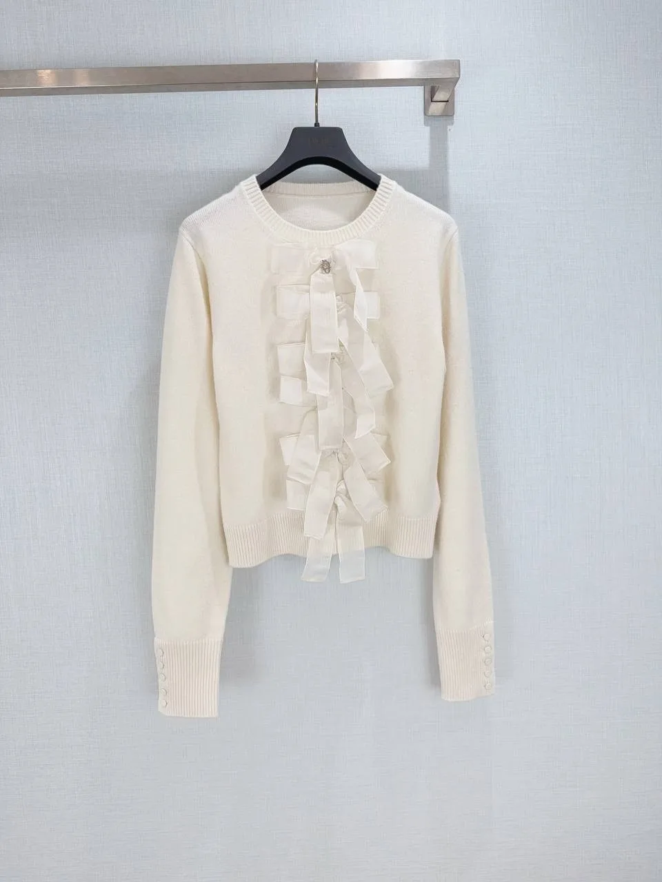 Блузка женские Dior Oblique Dior — джемпер из шерсти и кашемира, шёлк — фото 6
