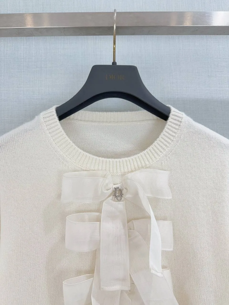 Блузка женские Dior Oblique Dior — джемпер из шерсти и кашемира, шёлк — фото 7