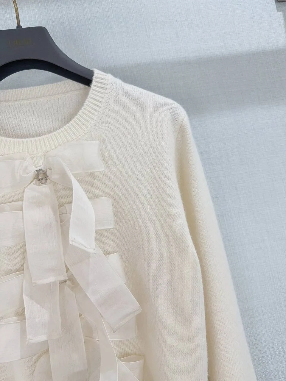 Блузка женские Dior Oblique Dior — джемпер из шерсти и кашемира, шёлк — фото 8