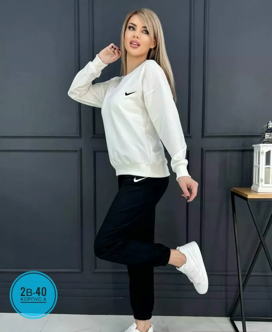 Костюм двойка из хлопка с вышивкой Nike — фото 2